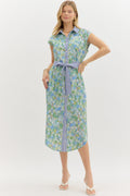 Green Combo Midi with Striped Collar image 0