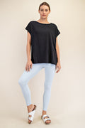 BLACK CVC SLUB OVERSIZED SS TOP image 0