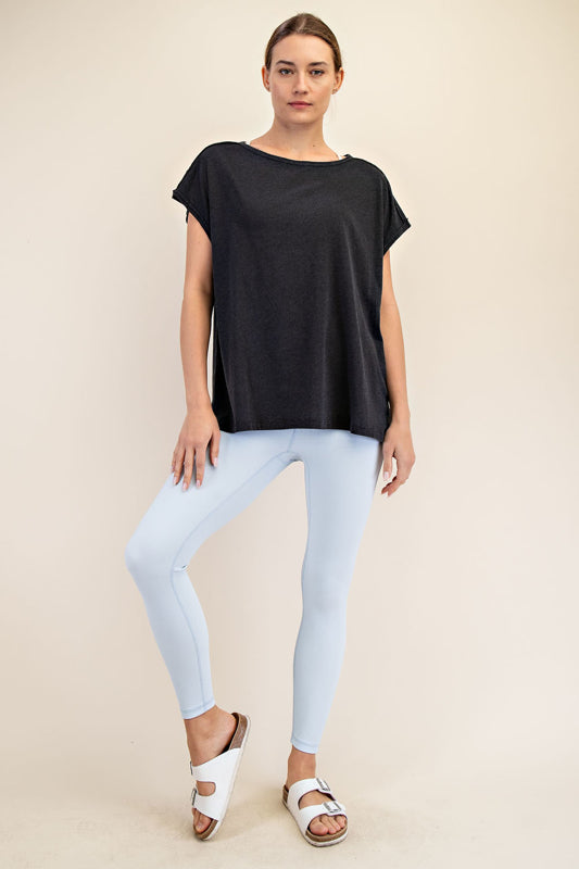 BLACK CVC SLUB OVERSIZED SS TOP image 0