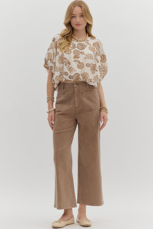 Brown High Waisted Wide Leg Pant image 0