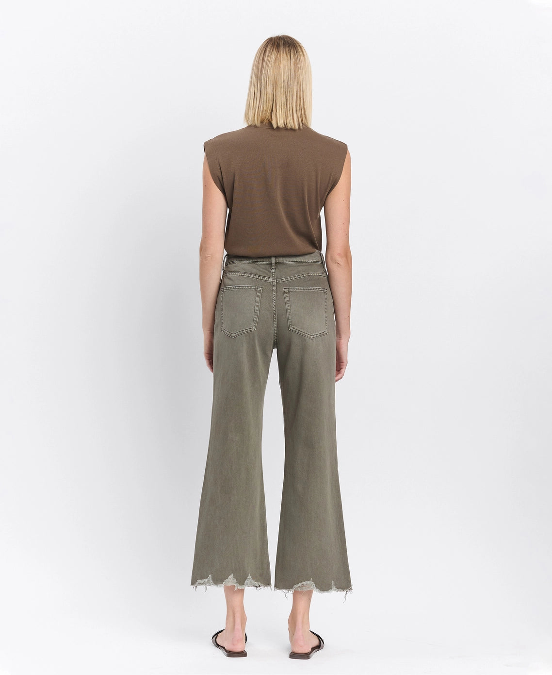 90's Vintage Super High Rise Crop Flare Jeans image 4