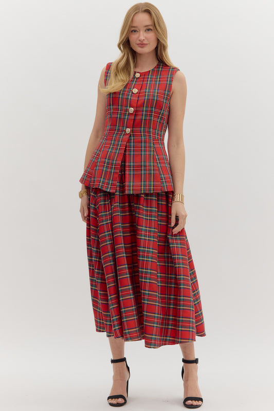 Red Plaid Christmas Vest image 1