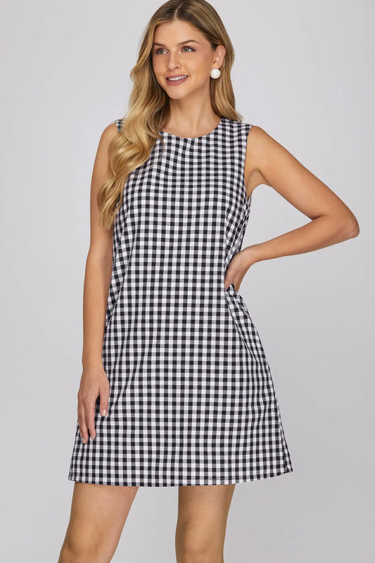 Gingham Checked Mini Dress