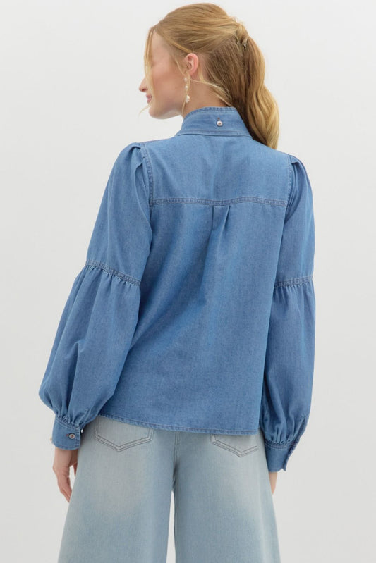 Denim Top with Front Tie image 1