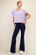 LAVENDER COTTON SLUB OPEN BACK TOP image 0