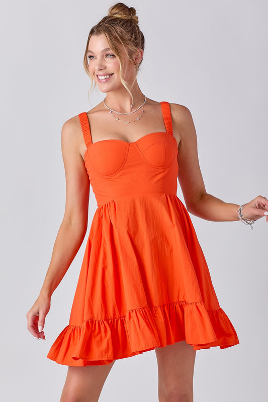 Orange Mini With Sleeveless Scrunch Straps image 0
