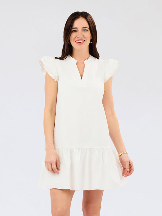 White Sierra Mini Dress with Eyelet Details