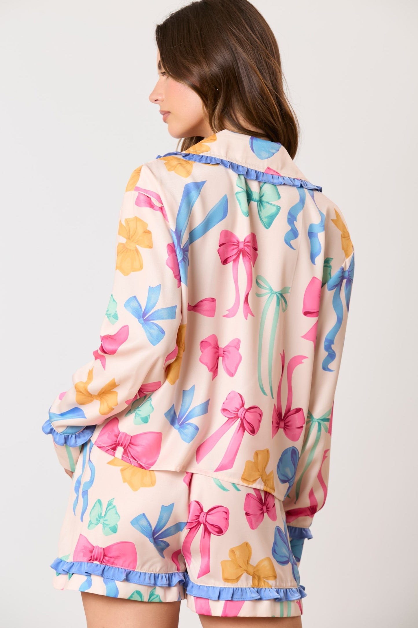 Satin Bow Print Pajama Set image 1