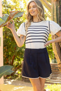 Pearl Trimmed Hem Pleated Shorts image 0