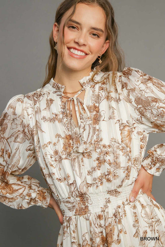 Lurex Floral Print Midi Dress image 1
