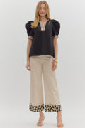 Black Top with Leopard Neckband image 0