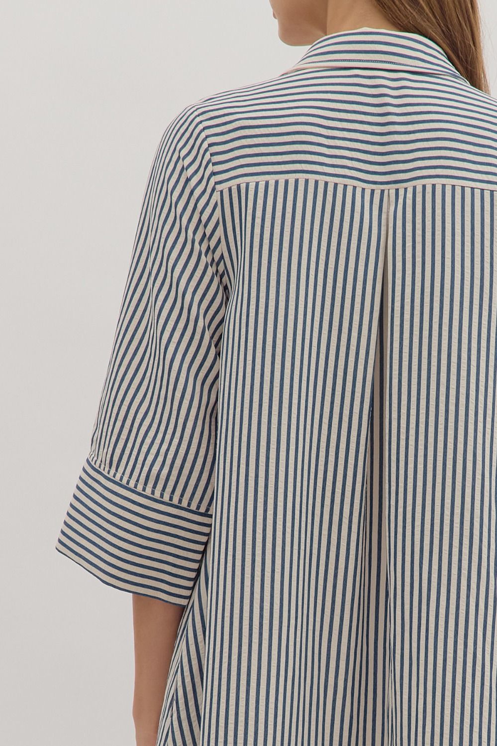 Indigo Striped 3/4 sleeve Midi dress image 6