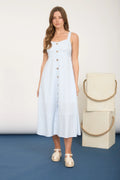 Blue Stripe Sweetheart Button Down Midi