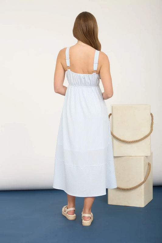 Blue Stripe Sweetheart Button Down Midi