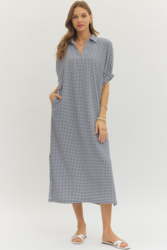Gingham Shift Maxi Dress