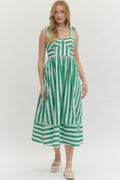 Striped Tie Shoulder Maxi