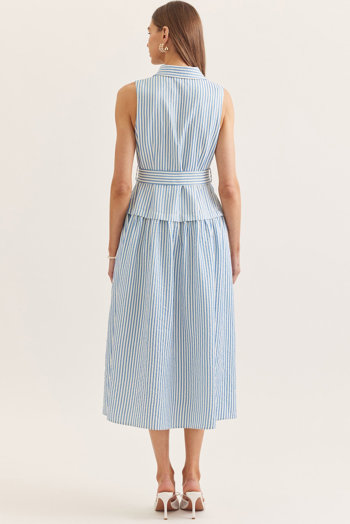 Blue Stripe Sleeveless Dress