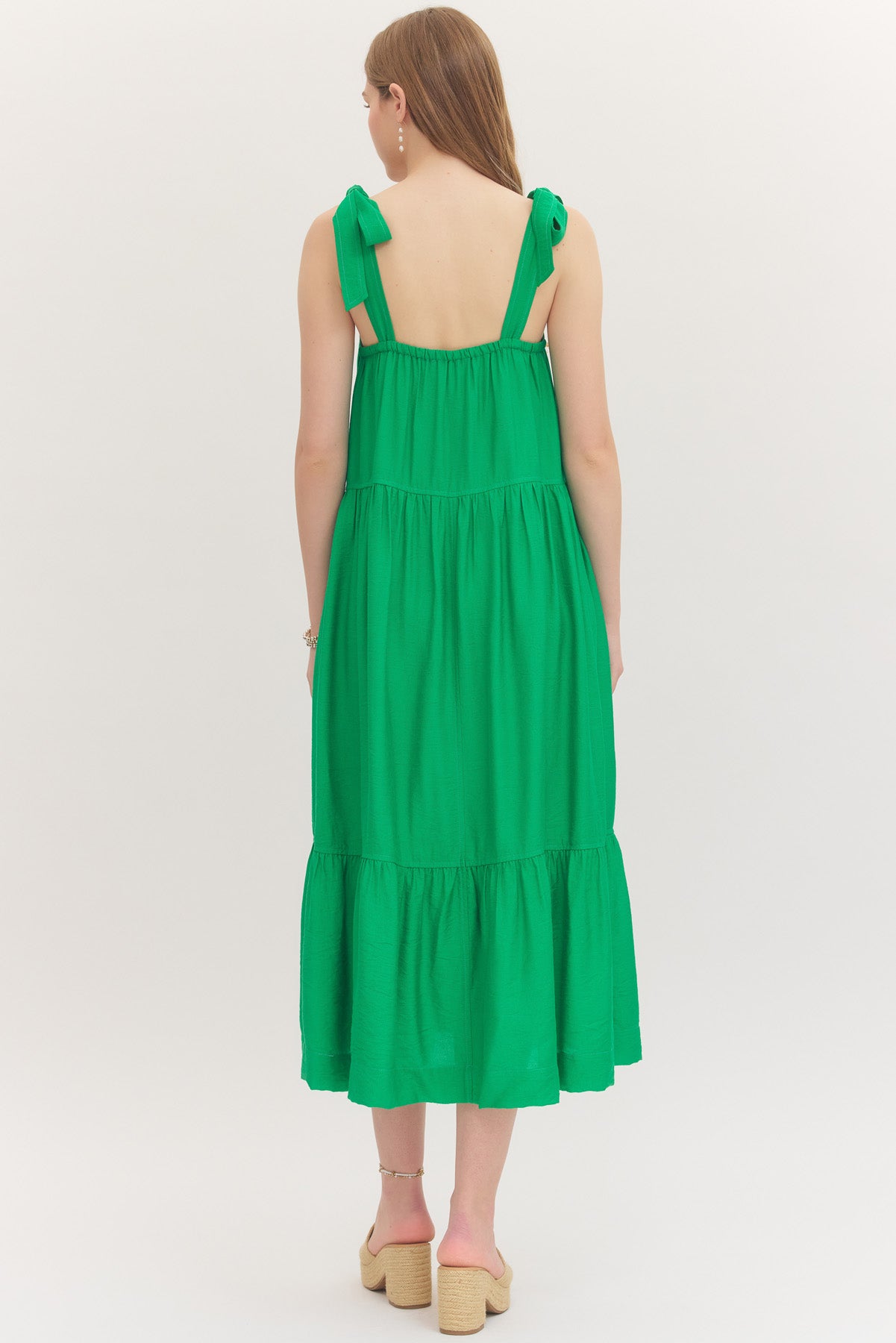 Green Sleeveless Midi Featuring Appliqué Detail