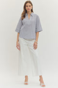 Navy Stripe 3/4 Sleeve Top