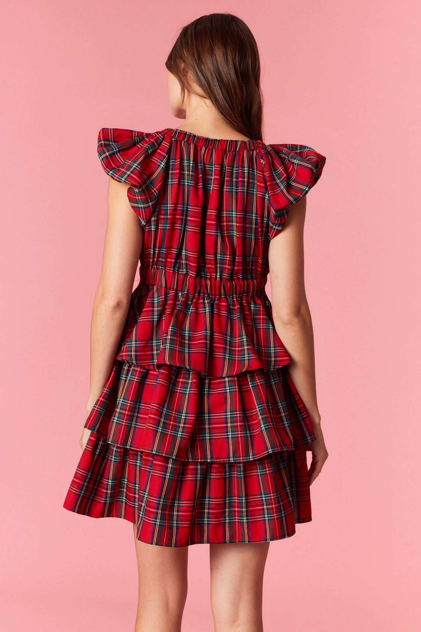 Christmas Plaid Mini Dress with Velvet Bow image 5