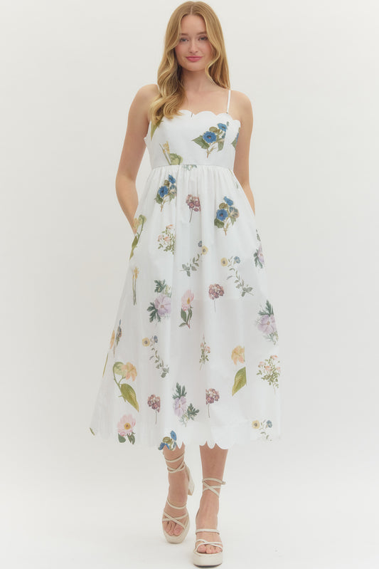Spaghetti Strap Floral Midi