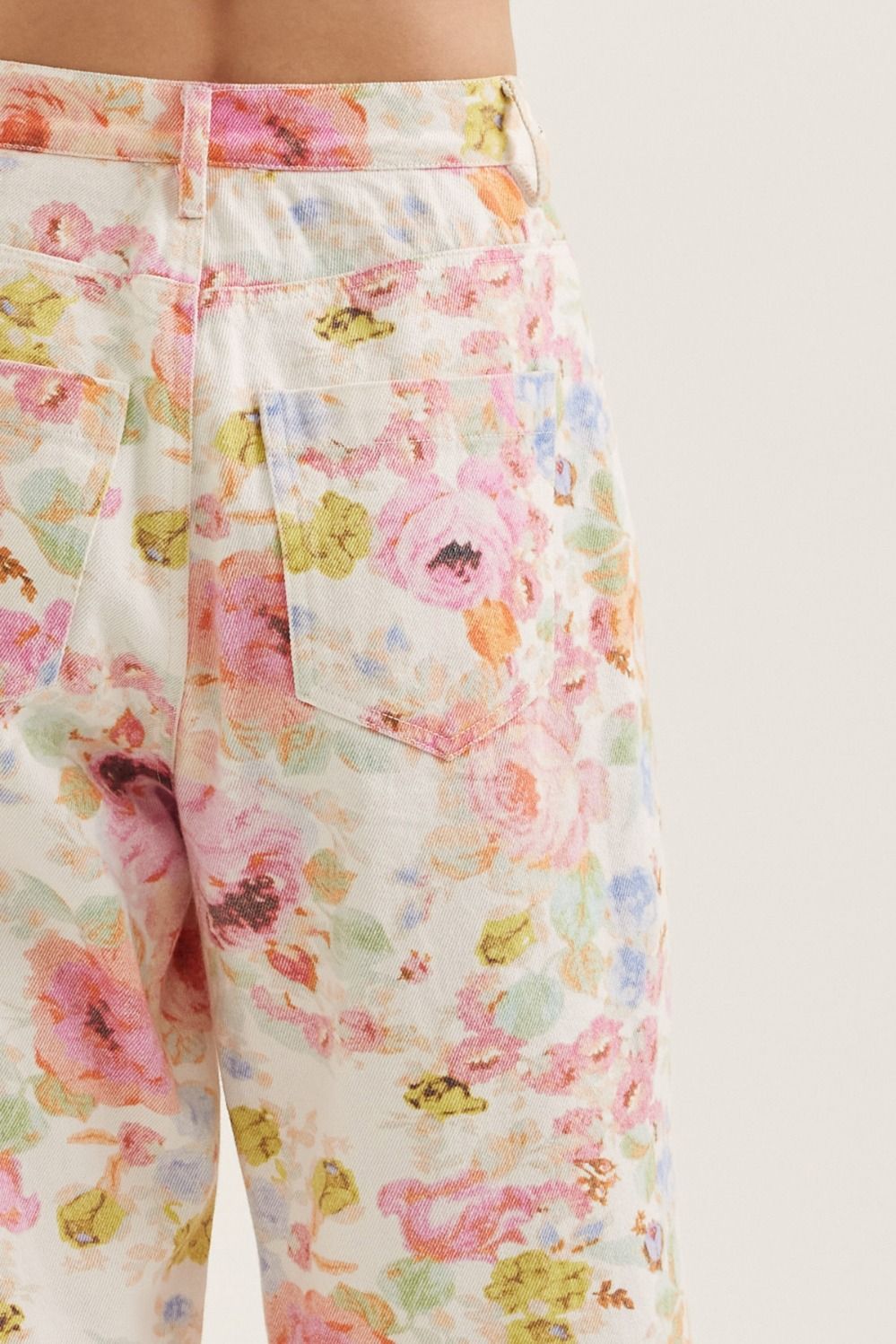 Botanical print wide leg pant