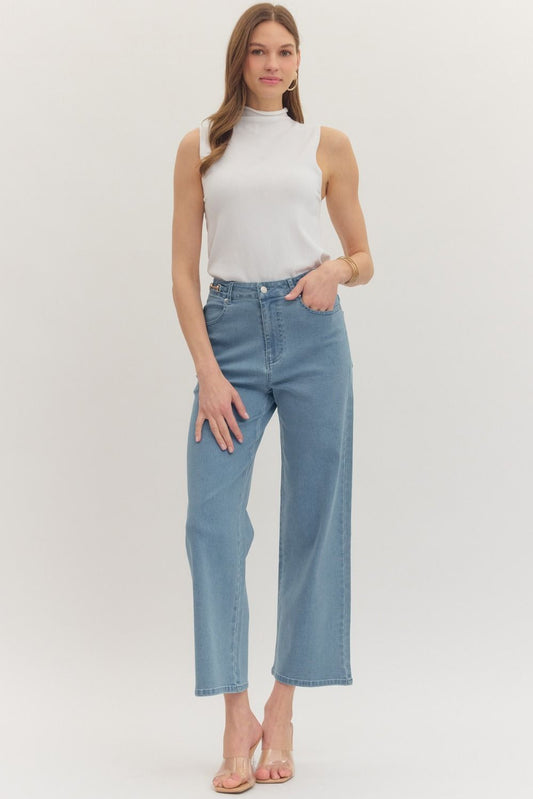 Straight Leg Pant Featuring Horsebit Detail