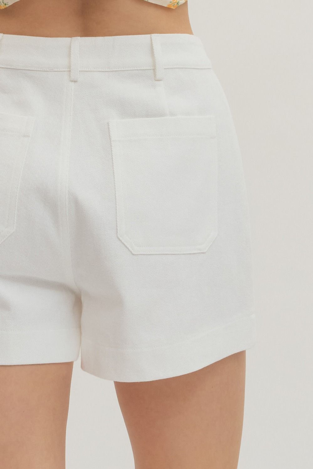 Off White High Waisted Shorts with Gold Horsebit