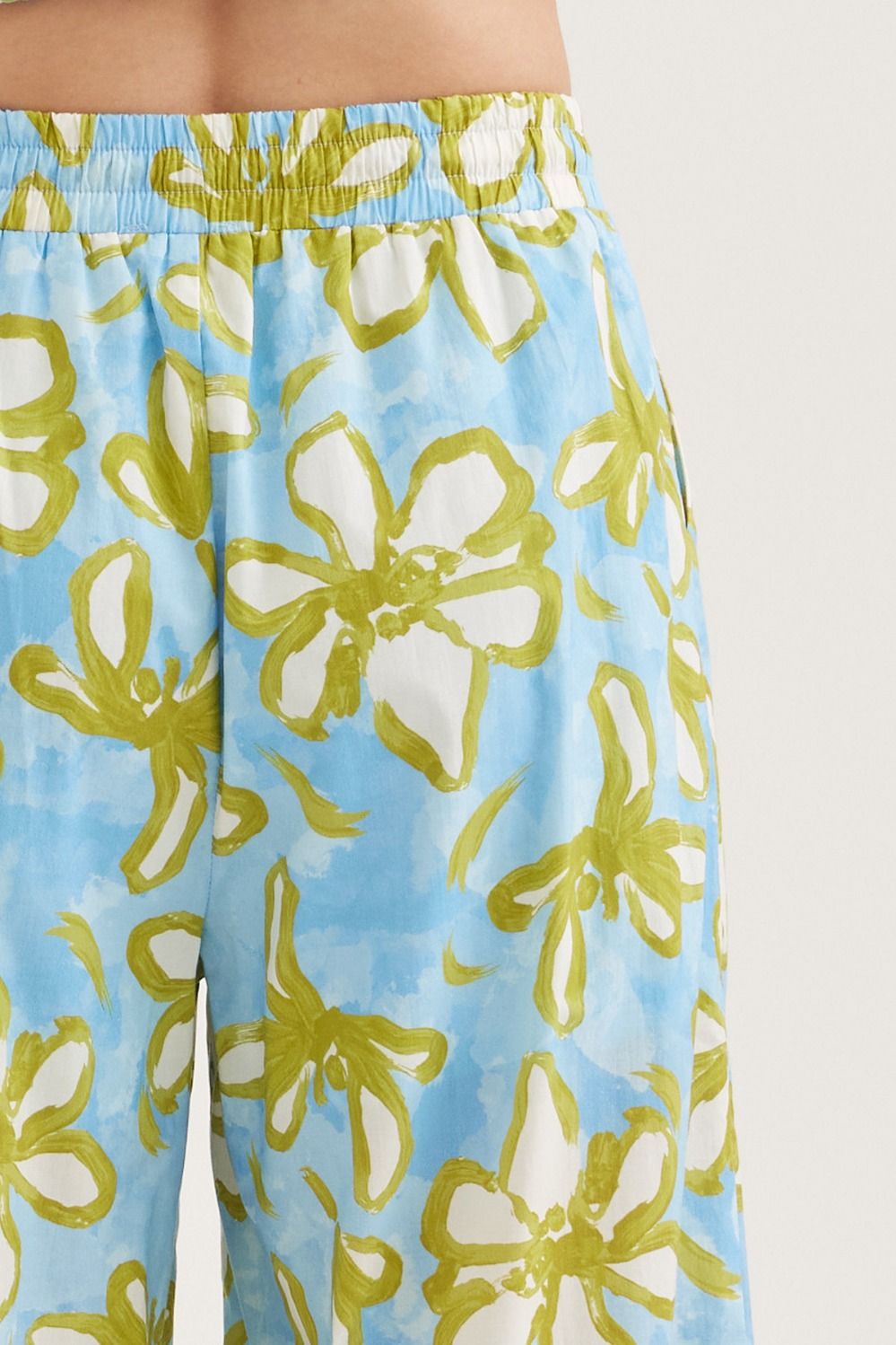 Floral Strapless Top with Floral Wide Leg Pants