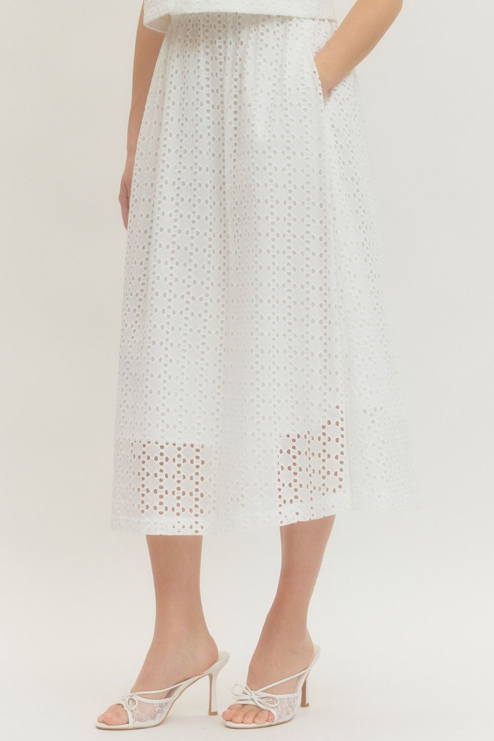 S30714 - White Eyelet Top and Skirt Set