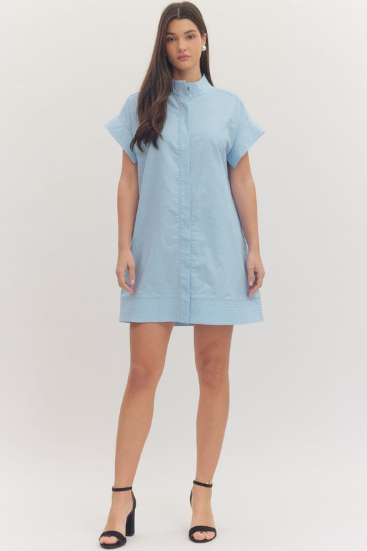 Solid Short Sleeve Mini Dress