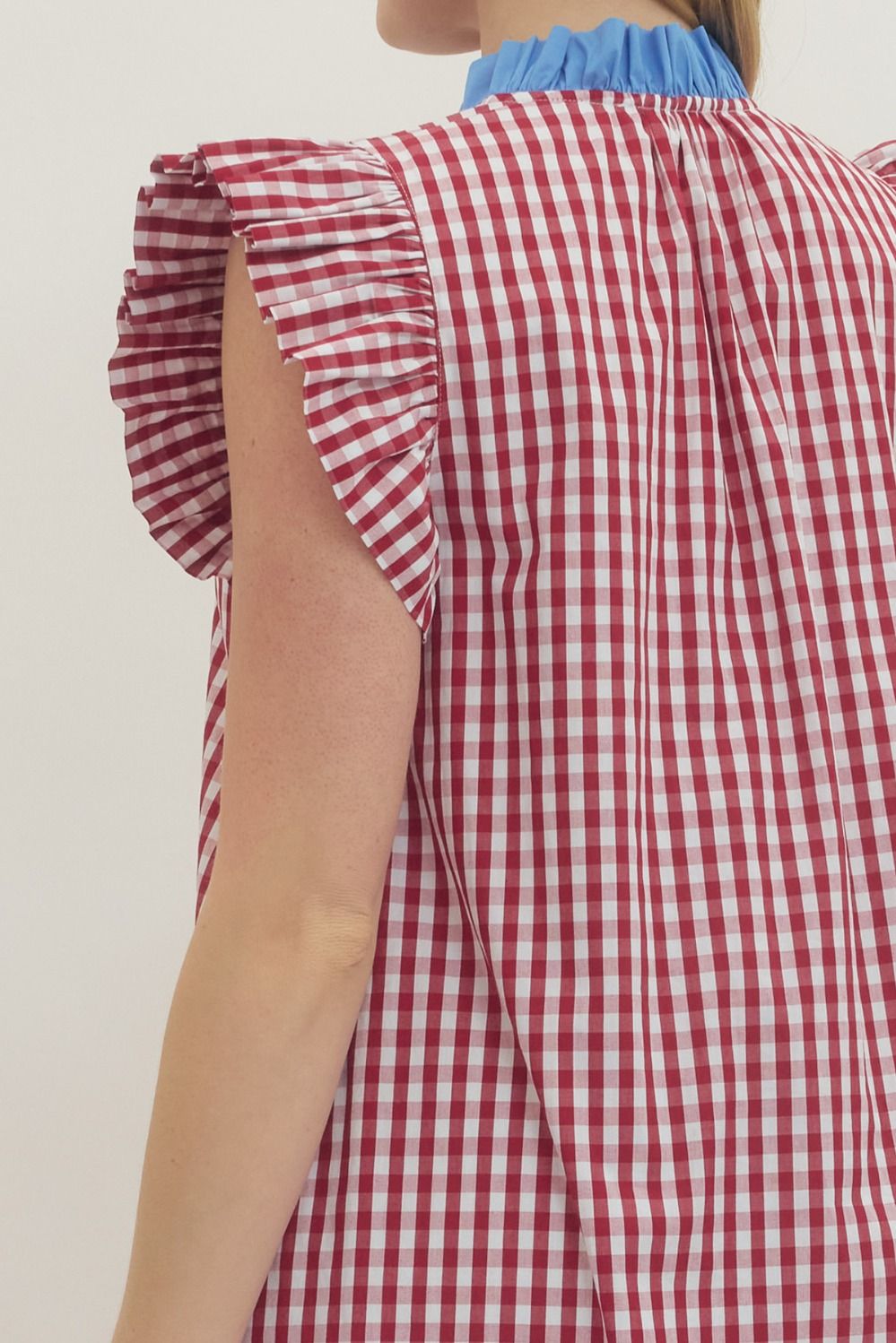 Gingham Flutter Sleeve Midi