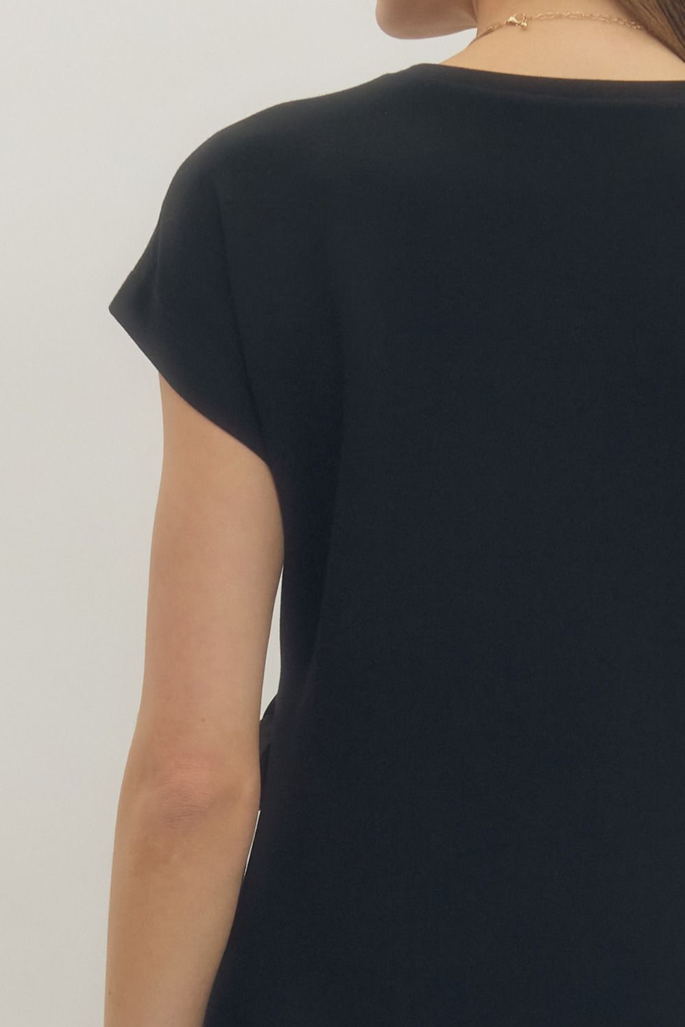 Black Short Sleeve Midi Side Tie