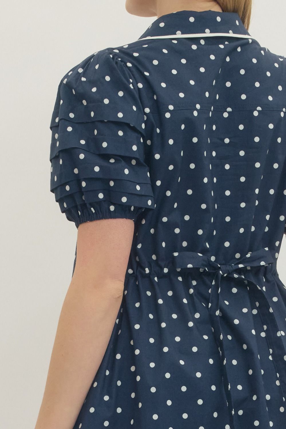 Navy Polka Dot Mini Dress
