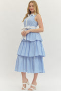 Striped Sleeveless Midi with Ruffle Hem