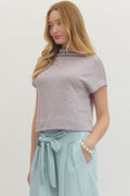 Solid Knit Mock Neck Pullover Top