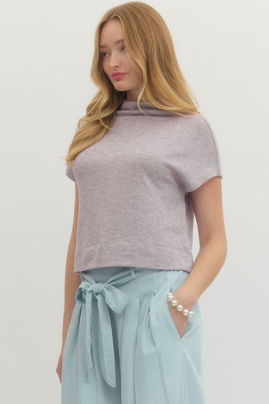 Solid Knit Mock Neck Pullover Top