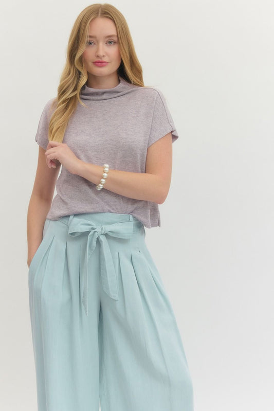 Solid Knit Mock Neck Pullover Top
