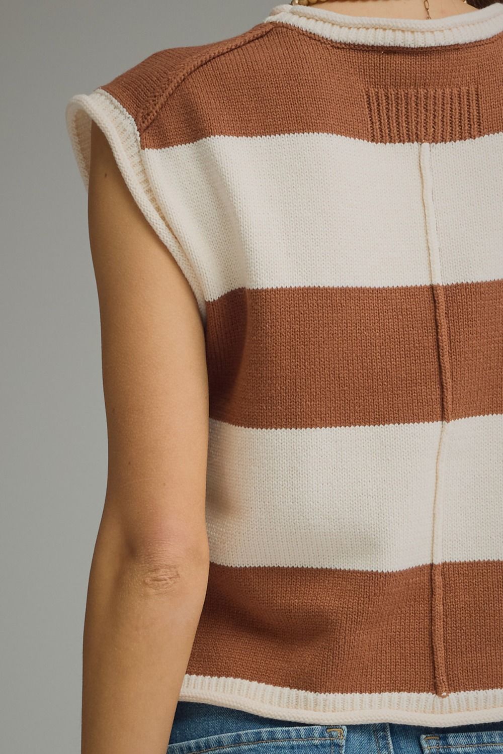 Striped Cap Sleeveless Sweater