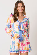 Satin Bow Print Pajama Set image 0