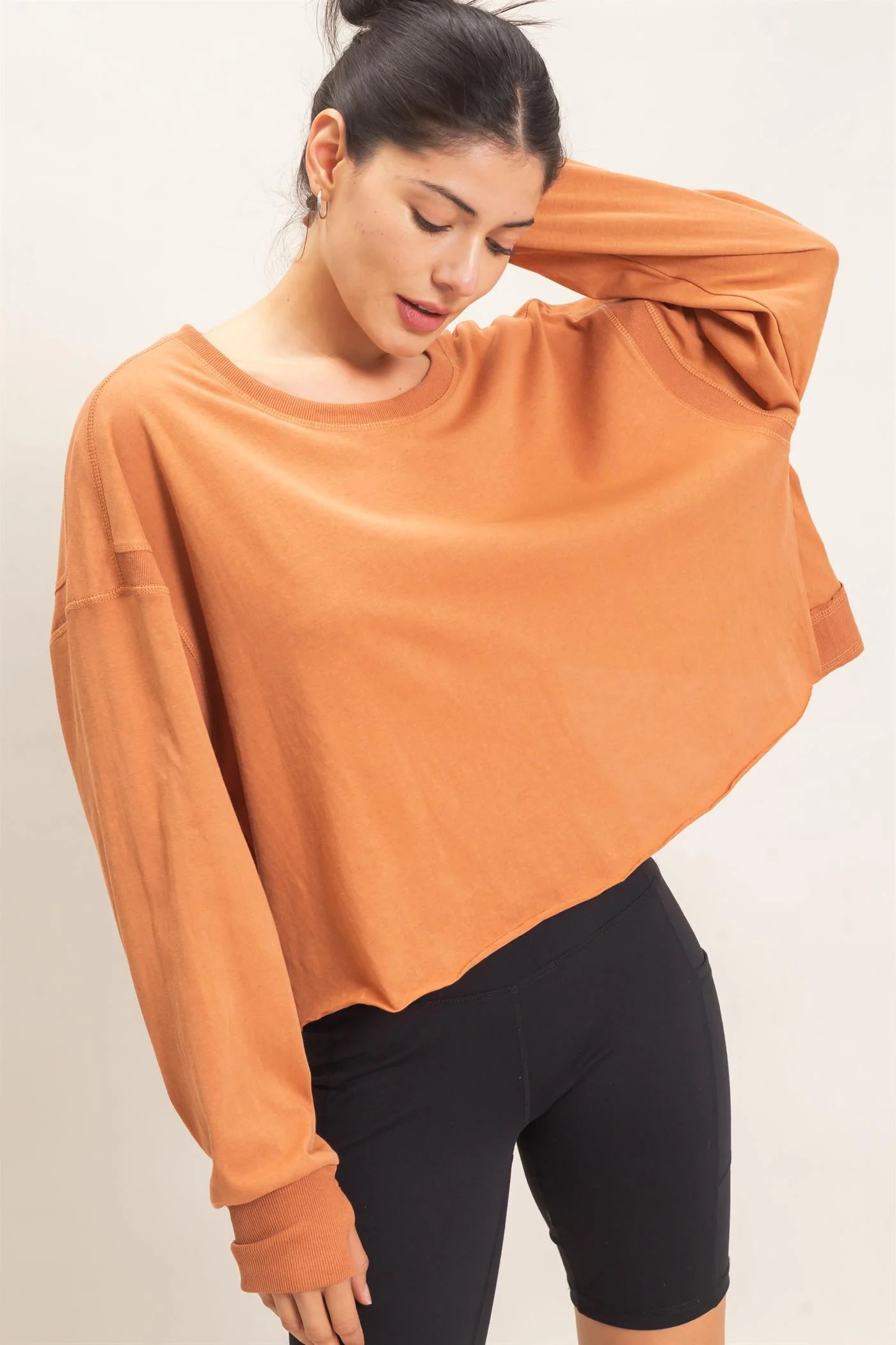 Long Sleeve Open Back Top