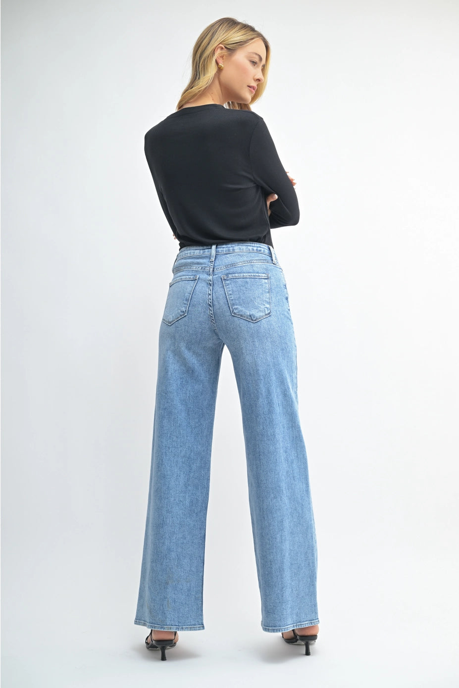 Med - Stretchy Wide Leg Jeans image 1