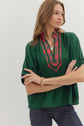 Green Dolman Top w/ plaid vneck image 2