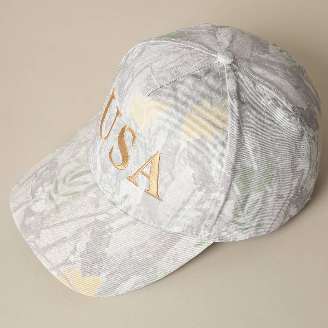 USA Letter Embroidery Camo Print Baseball Cap