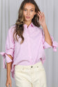 Collard Striped Top with Bow Tied Sleeves