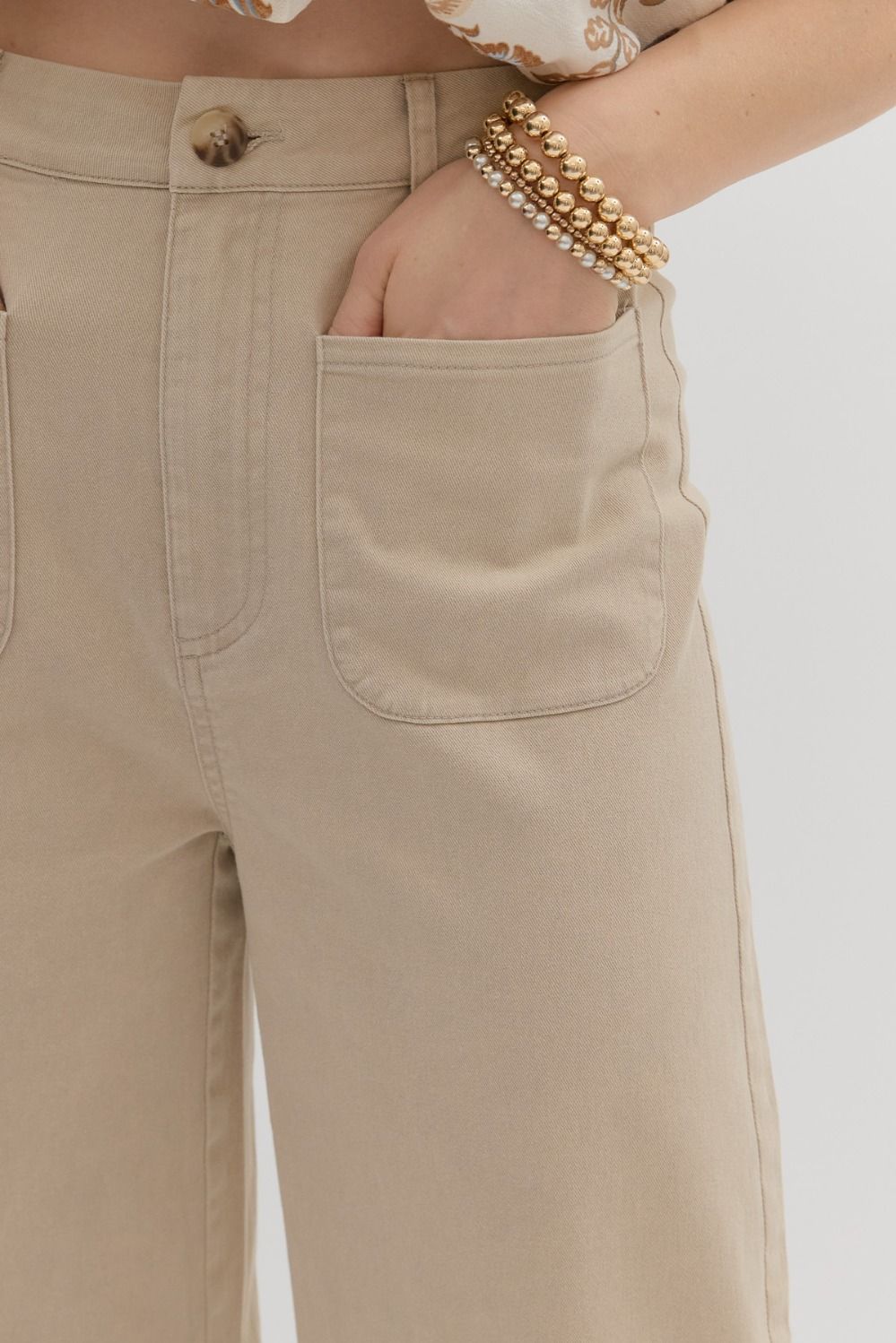 Stone High Waisted, Wide Leg Ankle Pant image 3