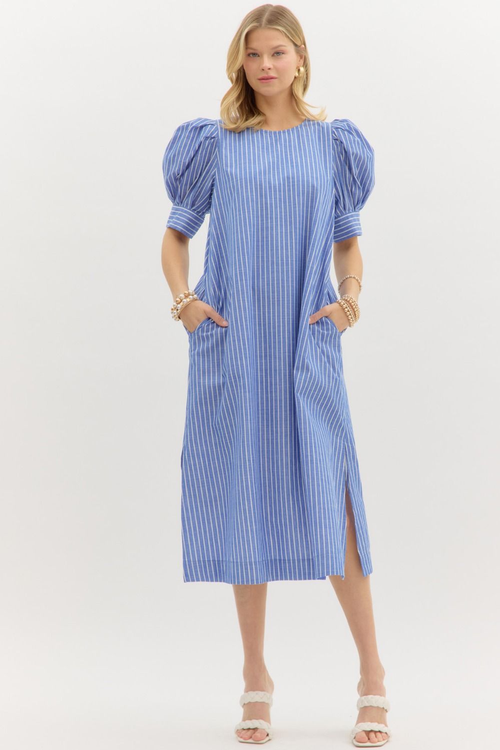 Denim Striped Pullover Maxi image 0