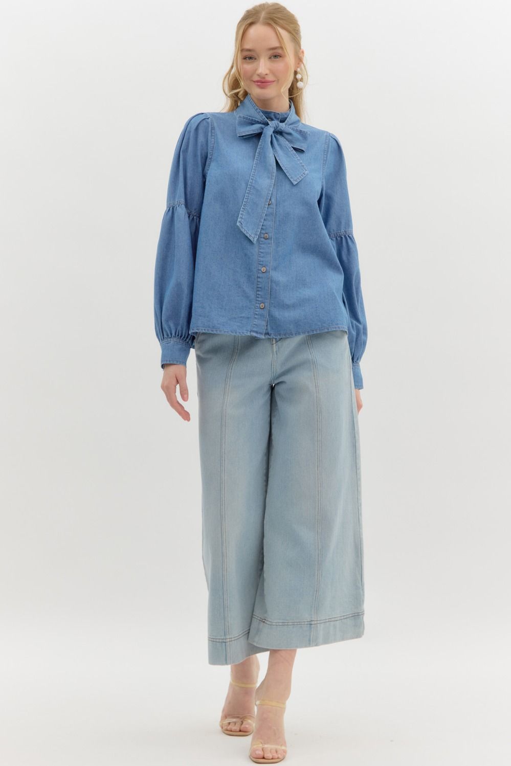 Denim Top with Front Tie image 2