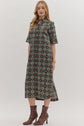 Brown/Teal Geometric Print SS Midi image 1