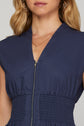 NAVY SLEEVELESS FRONT ZIP MIDI DRESS image 1
